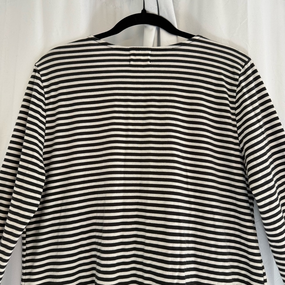 Anthropologie T.LA Black White Striped Tie Front Long Sleeve Tee Women’s Large - Picture 8 of 10